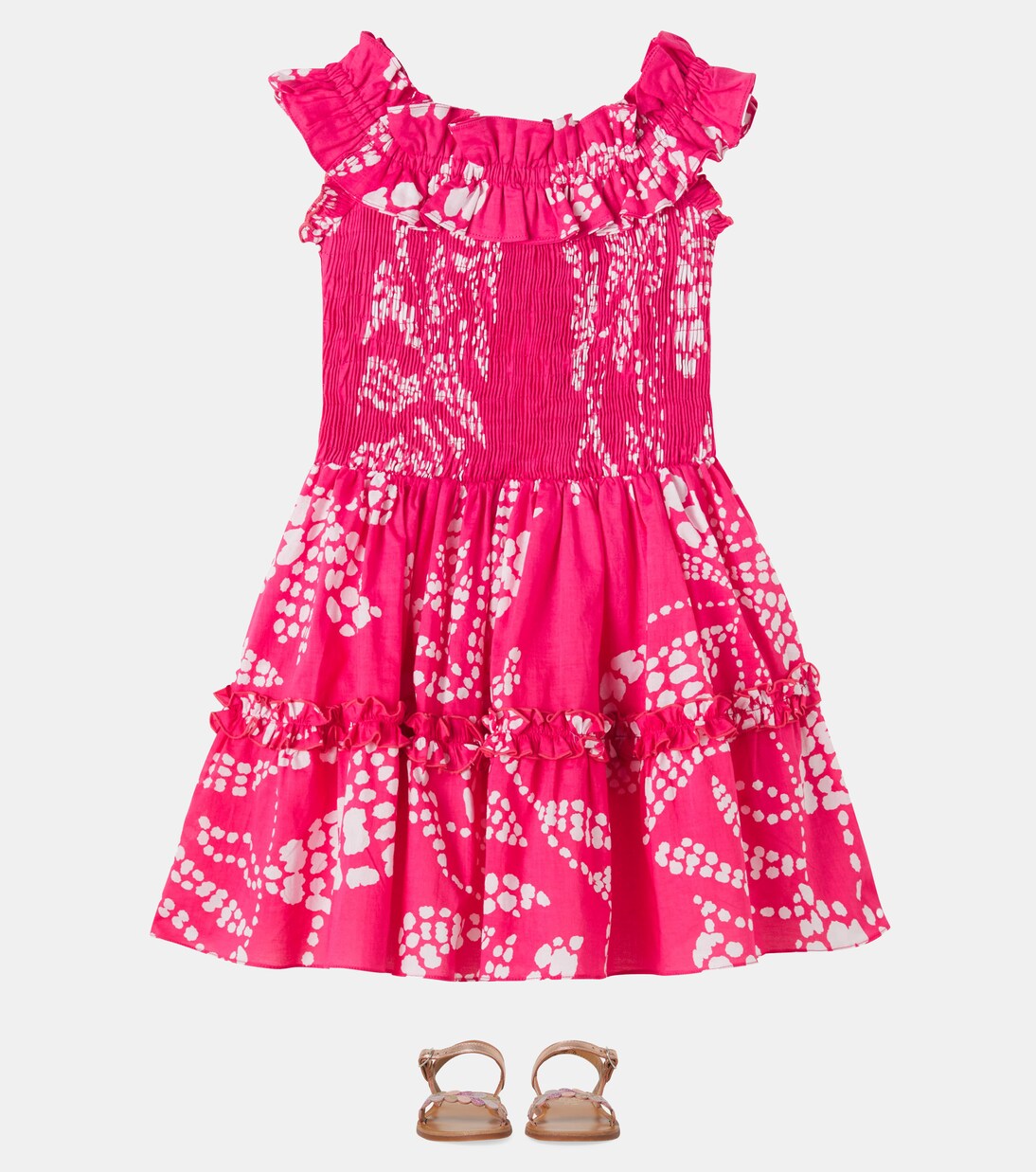Amber printed ruffled cotton dress | Poupette St Barth Kids