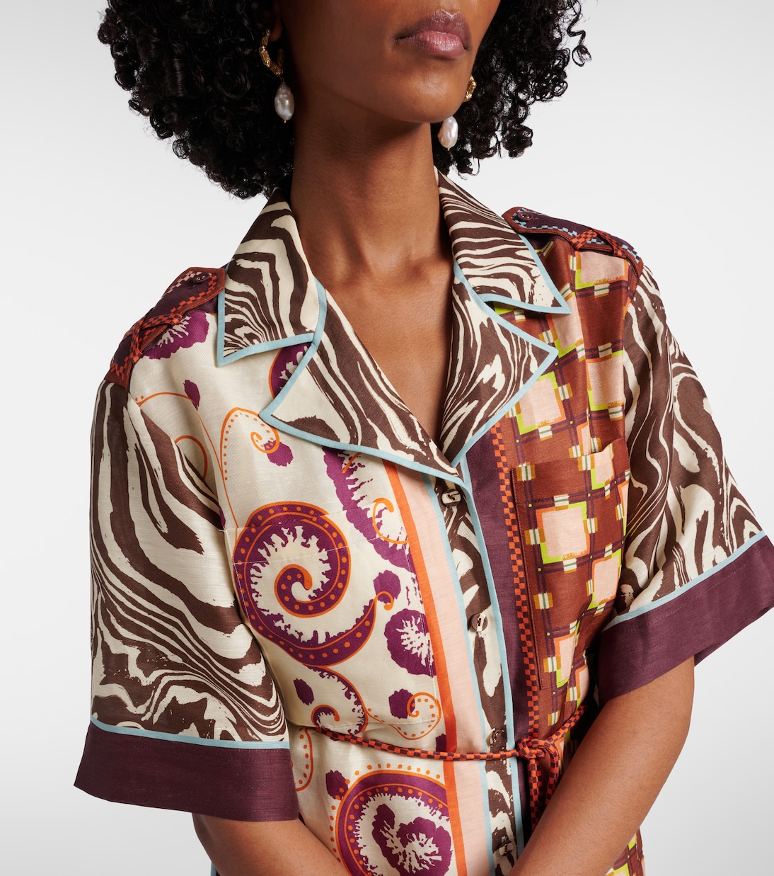 Wilson printed linen and silk shirt dress | Alémais