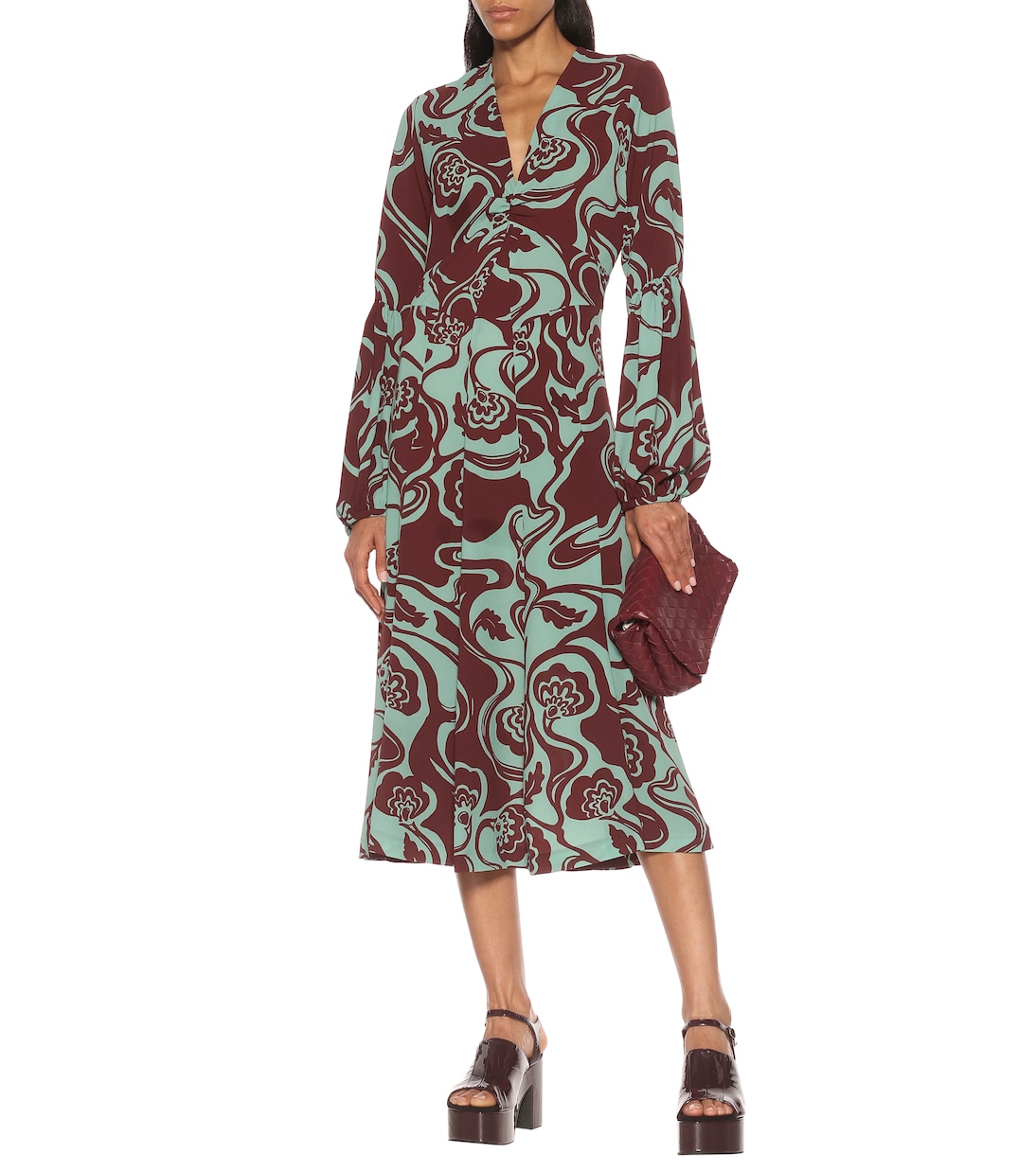 Vestido midi floral | Dries Van Noten