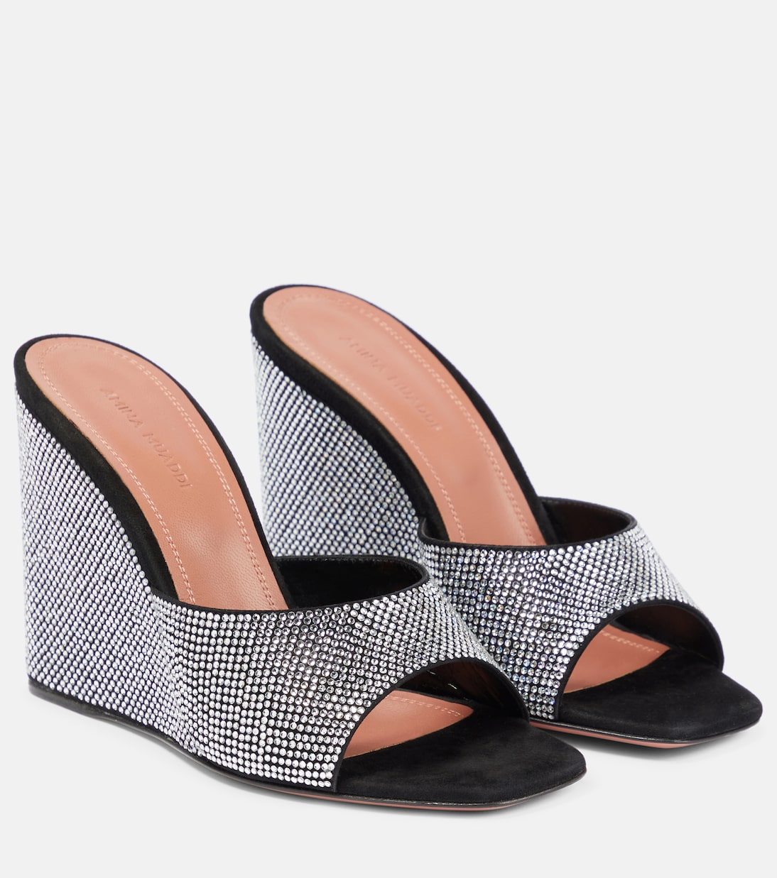 Lupita embellished suede wedge mules | Amina Muaddi