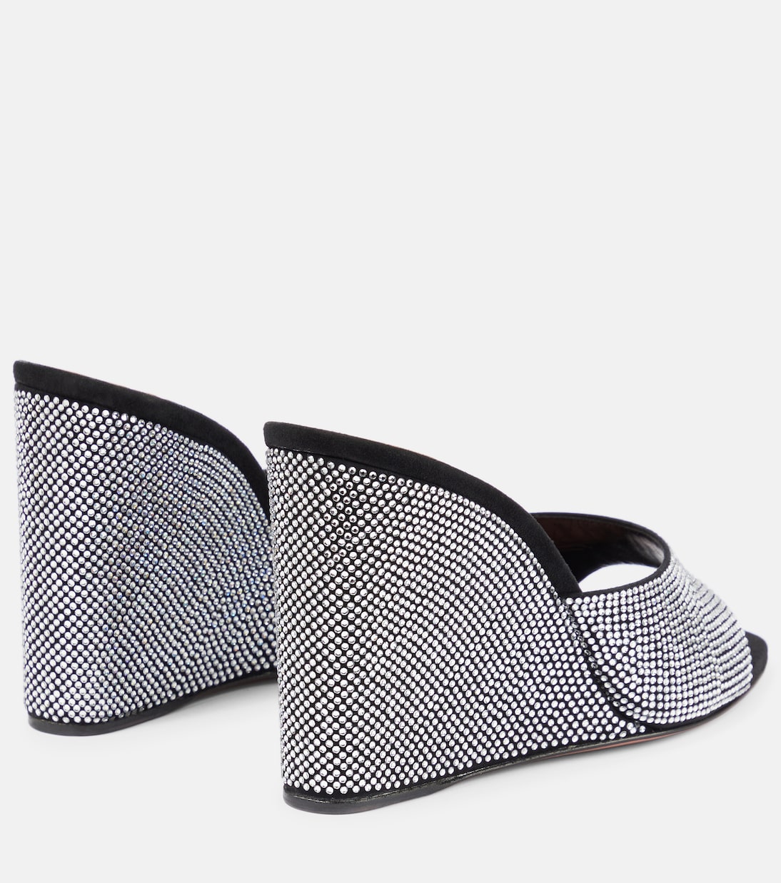 Lupita embellished suede wedge mules | Amina Muaddi