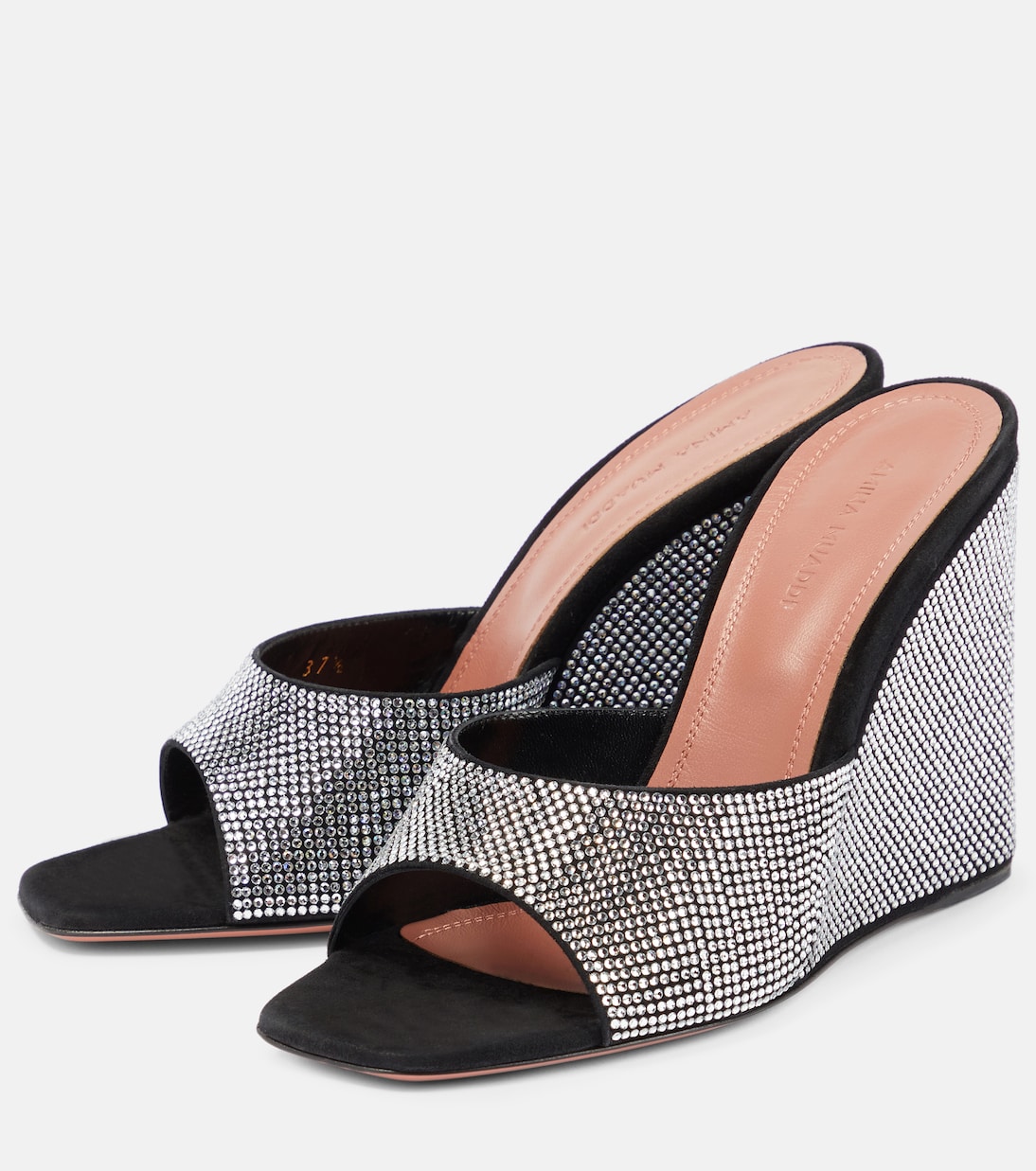 Lupita embellished suede wedge mules | Amina Muaddi