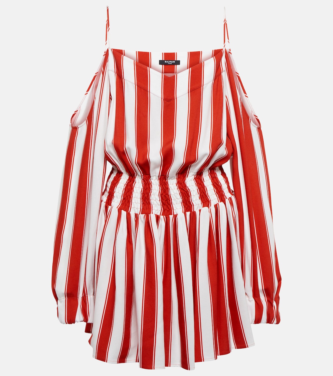 Striped off-shoulder minidress | Balmain