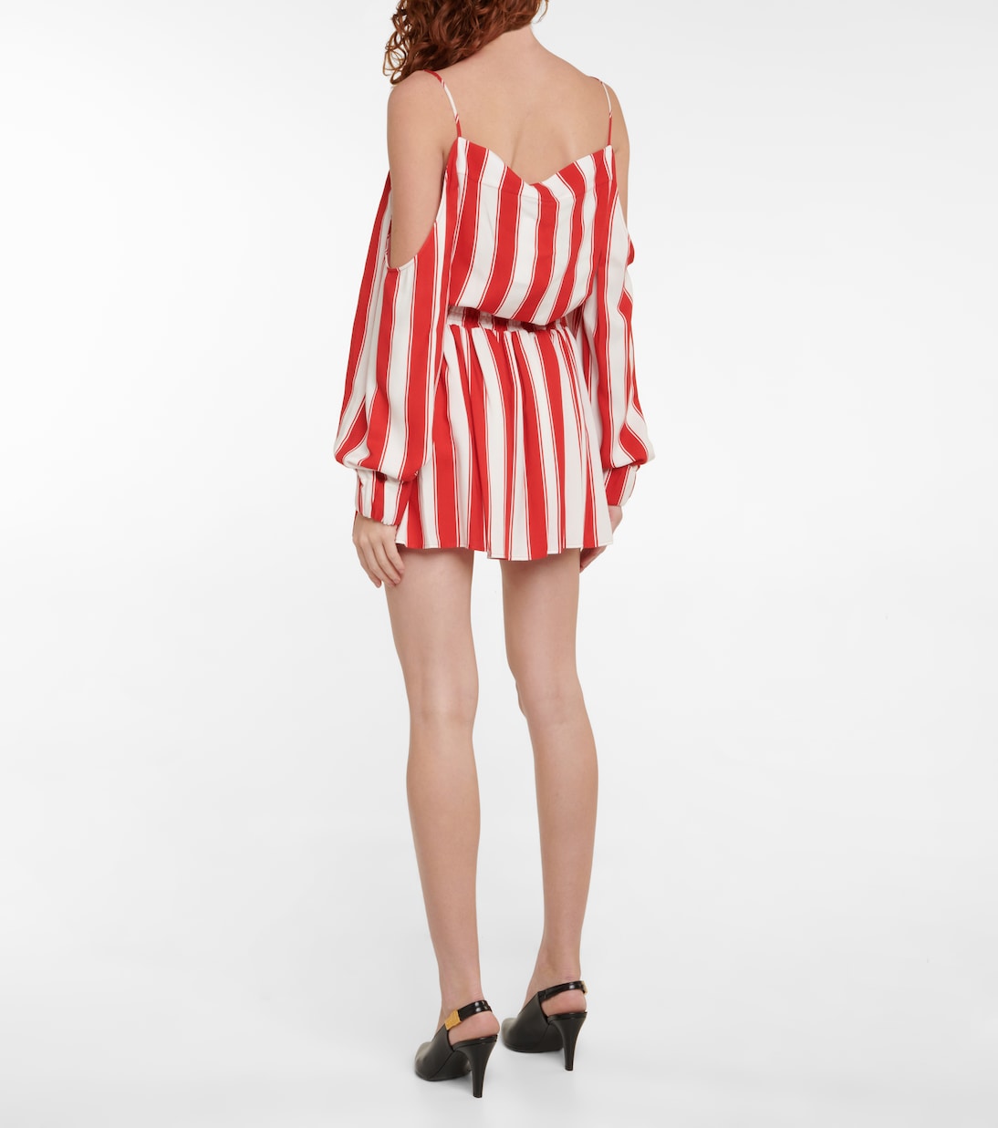 Striped off-shoulder minidress | Balmain