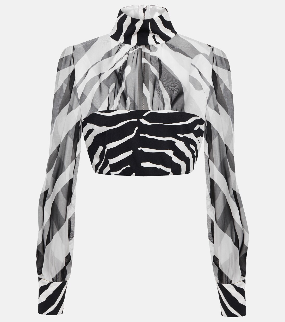 Zebra-print chiffon-paneled crop top | Dolce&Gabbana