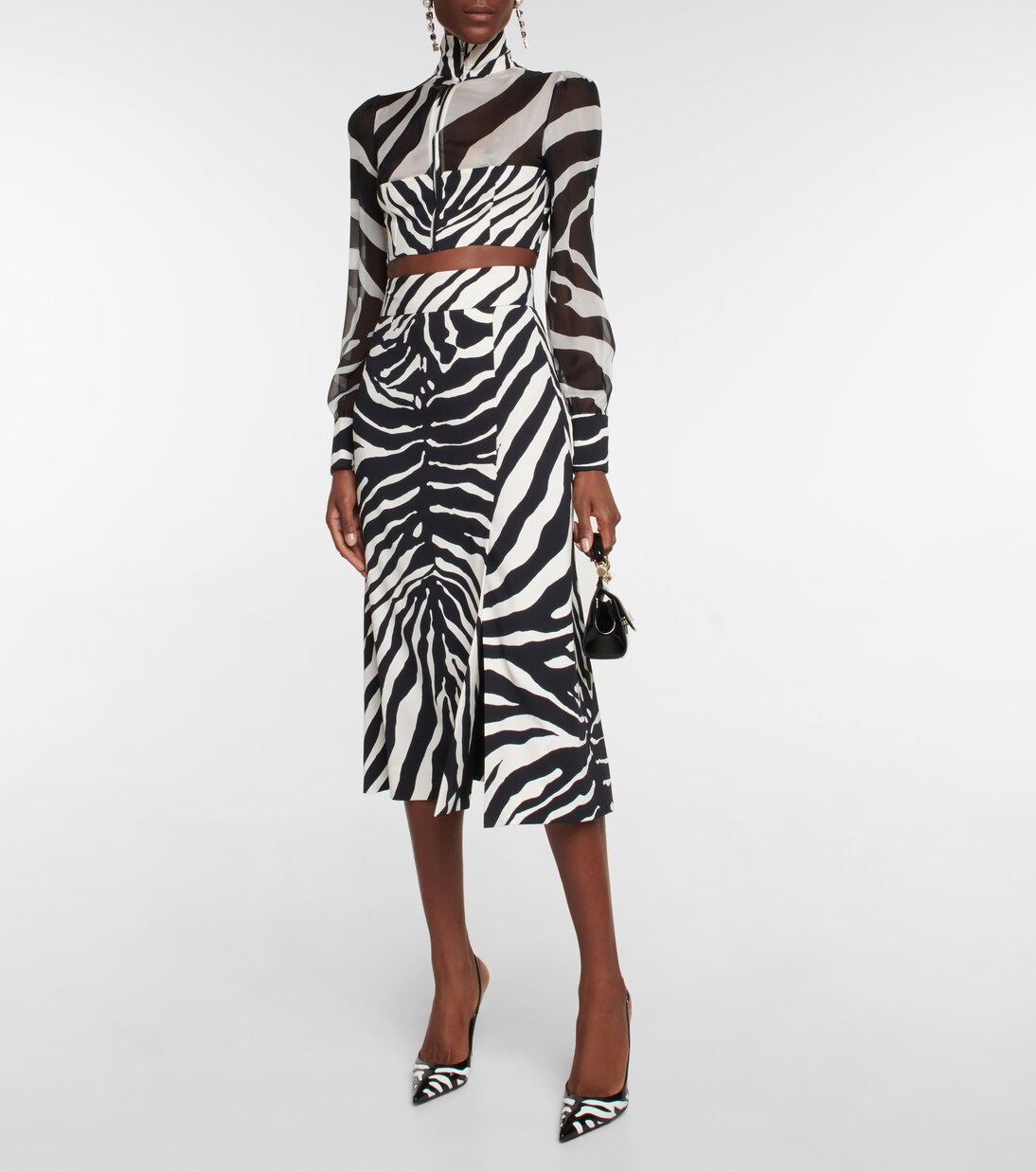 Zebra-print chiffon-paneled crop top | Dolce&Gabbana