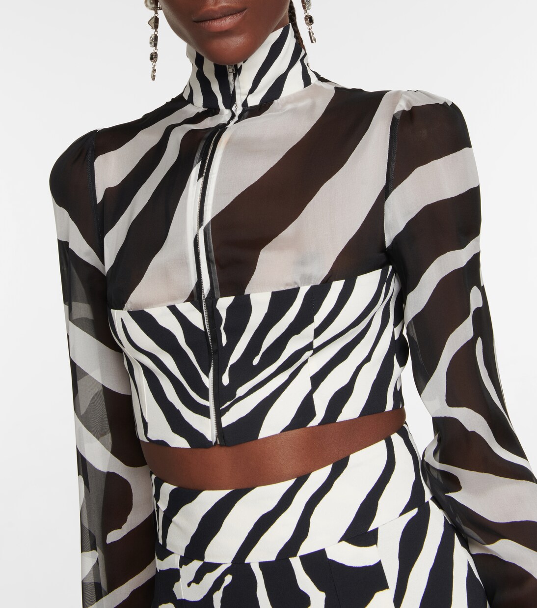 Zebra-print chiffon-paneled crop top | Dolce&Gabbana