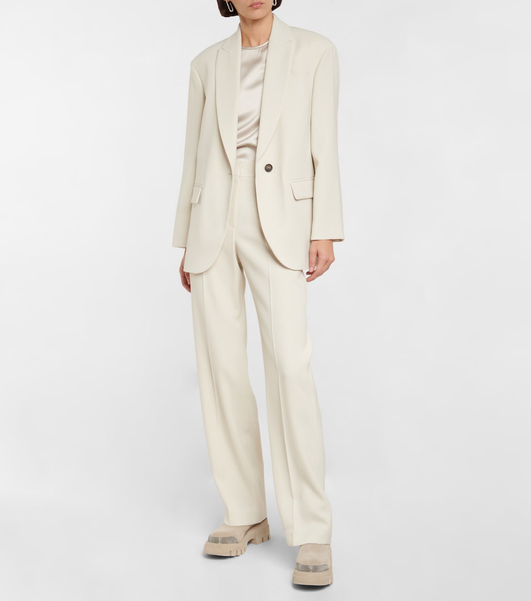 Single-breasted wool-blend blazer | Brunello Cucinelli