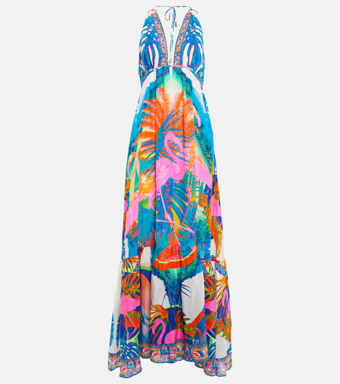 Robe longue en soie à ornements | Camilla