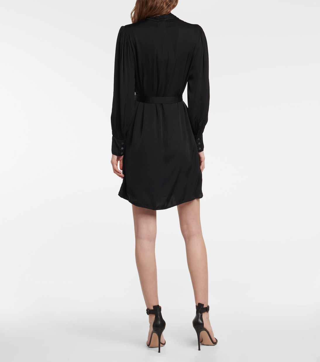 Evelyn satin shirt mini dress | Velvet