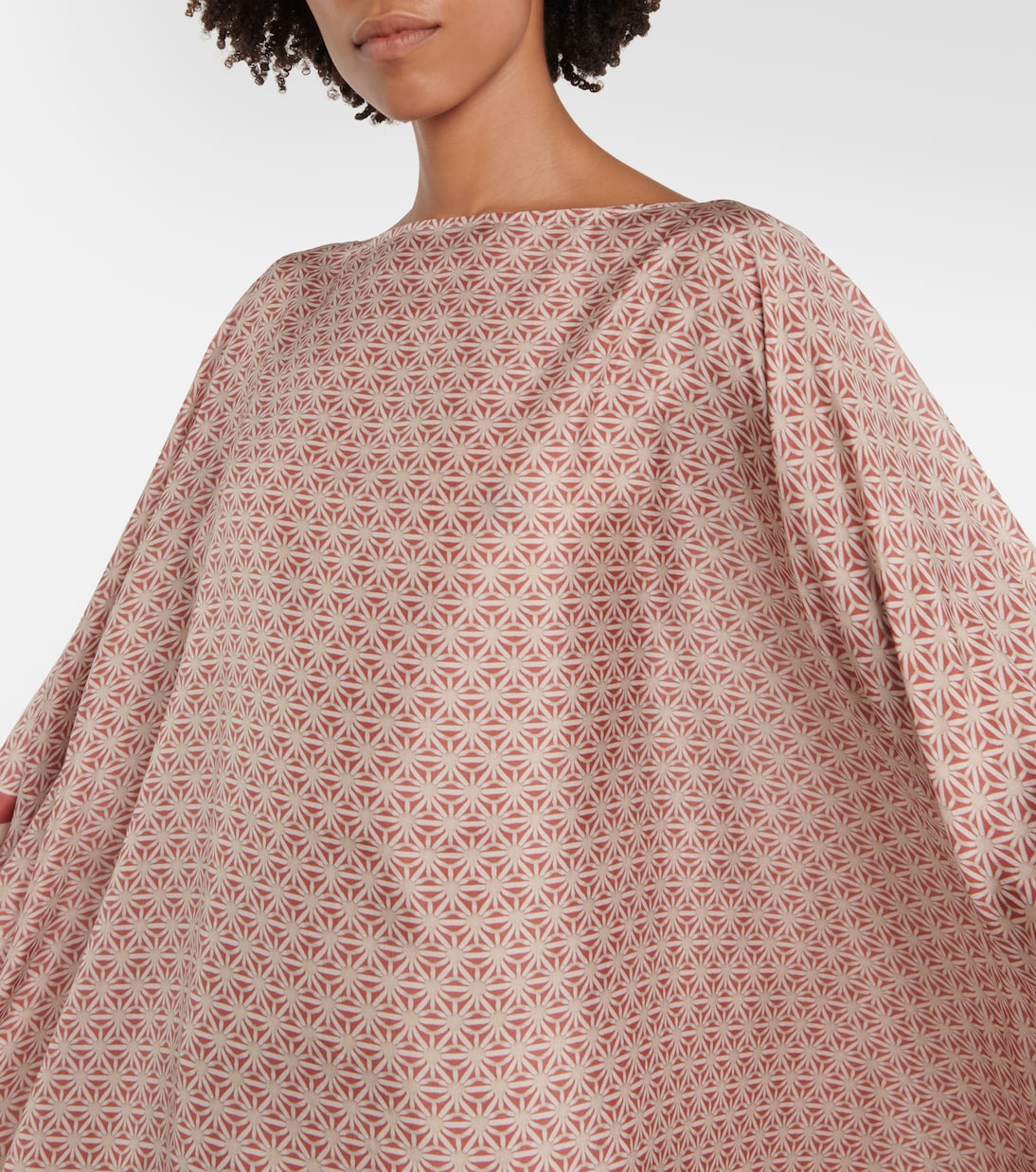 Embellished printed silk top | Brunello Cucinelli