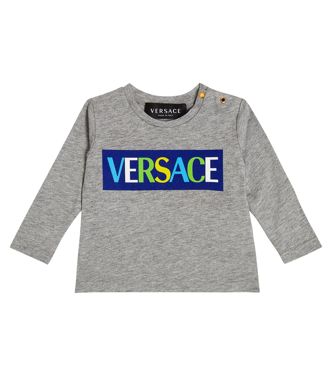 Baby logo cotton jersey T shirt in grey Versace Kids Mytheresa