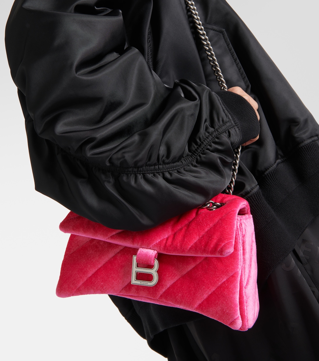 Borsa a spalla Hourglass XS in velluto | Balenciaga