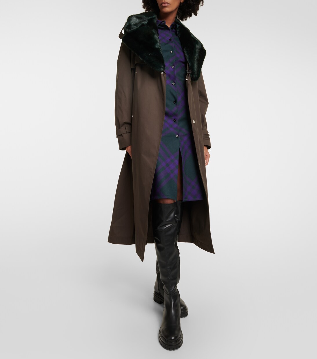 Abrigo de algodón con pelo sintético | Burberry