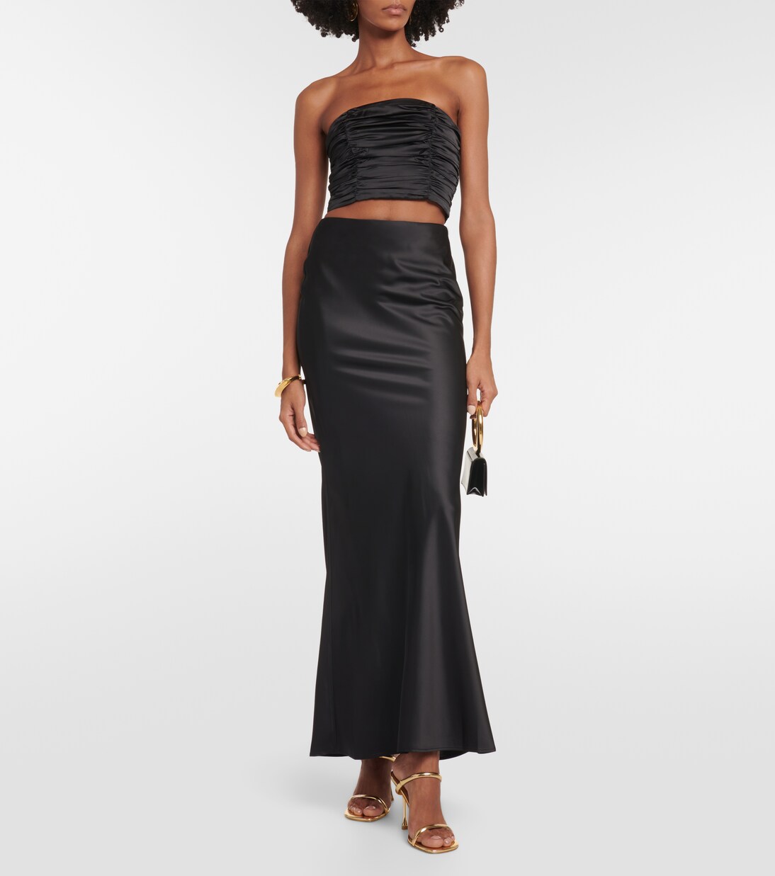 Drapy satin maxi skirt | Rotate