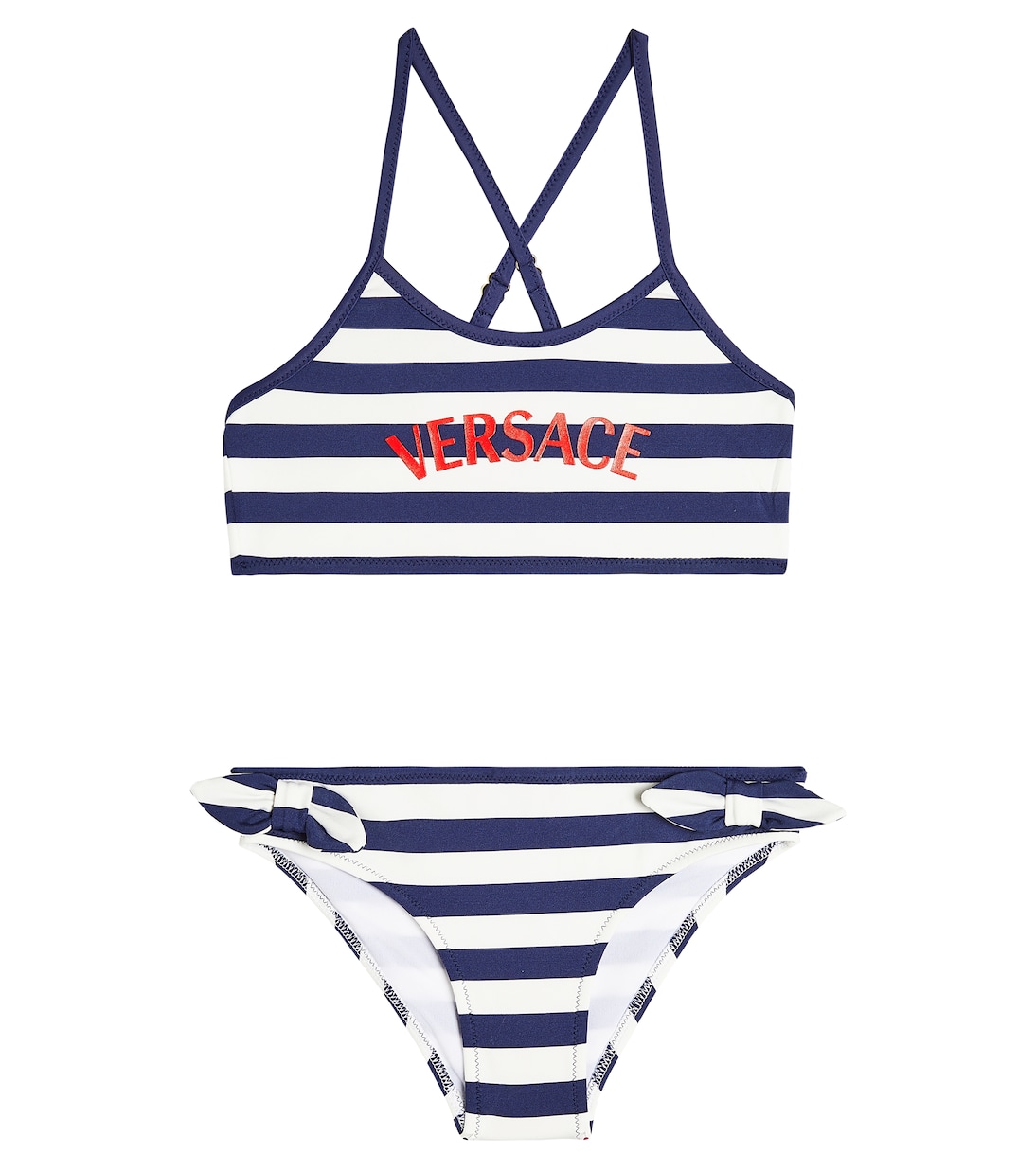 Bikini a rayas con logo | Versace Kids