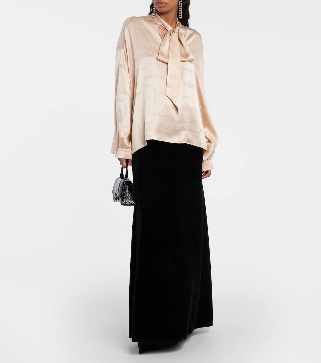 Blouse en jacquard de soie à logo | Balenciaga