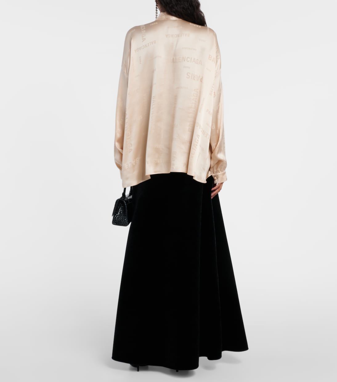 Blouse en jacquard de soie à logo | Balenciaga