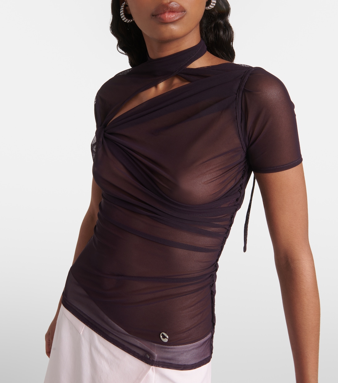 Asymmetric mesh top | Coperni