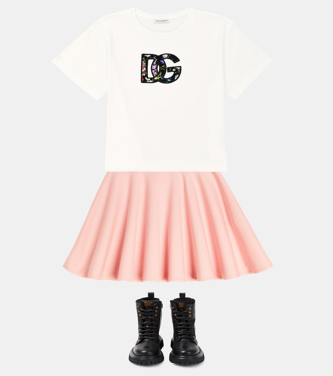 Falda flared de algodón plisada | Dolce&Gabbana Kids