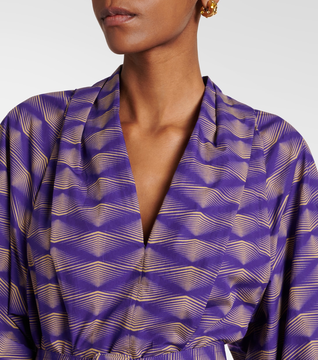 Abito midi in popeline di cotone con stampa | Dries Van Noten