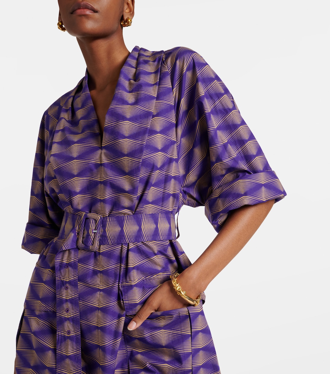Abito midi in popeline di cotone con stampa | Dries Van Noten