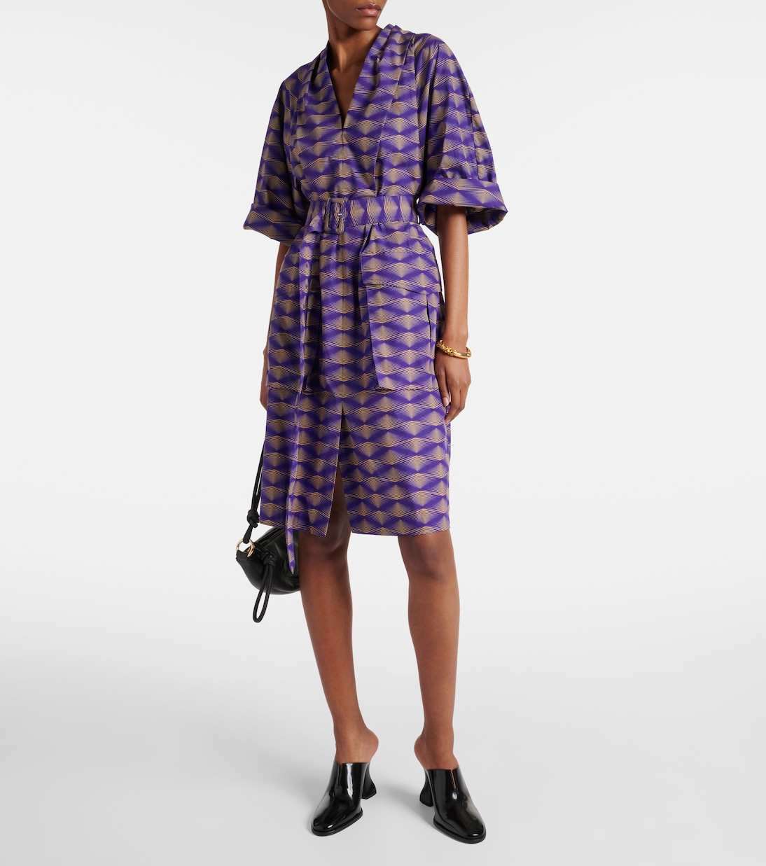Abito midi in popeline di cotone con stampa | Dries Van Noten