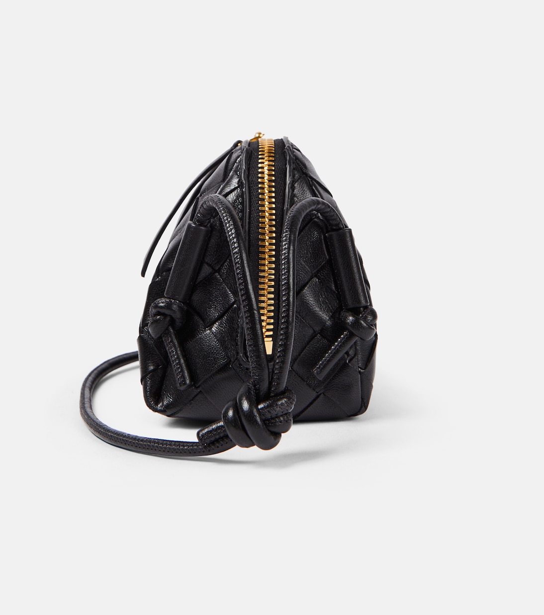 Concert Mini Intrecciato leather pouch in black - Bottega