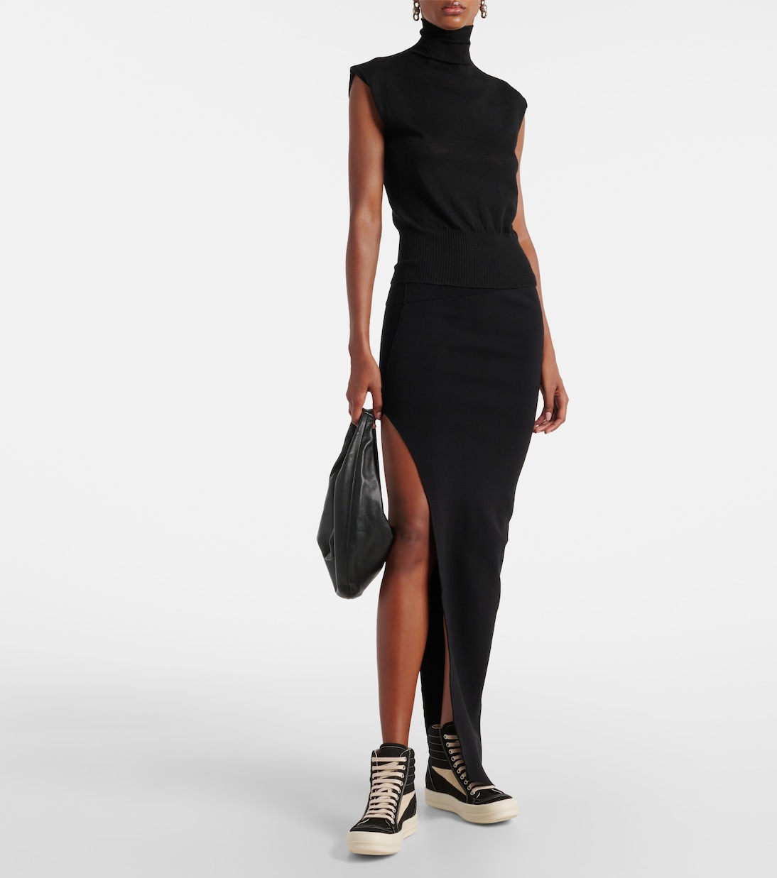 Suede-trimmed denim high-top sneakers | Rick Owens