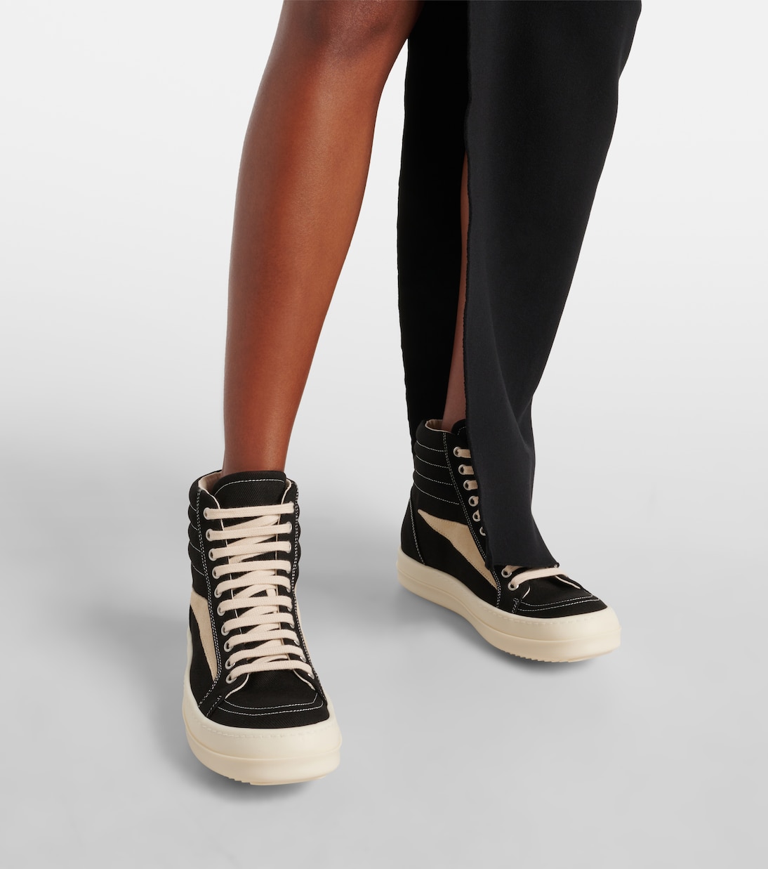 Suede-trimmed denim high-top sneakers | Rick Owens