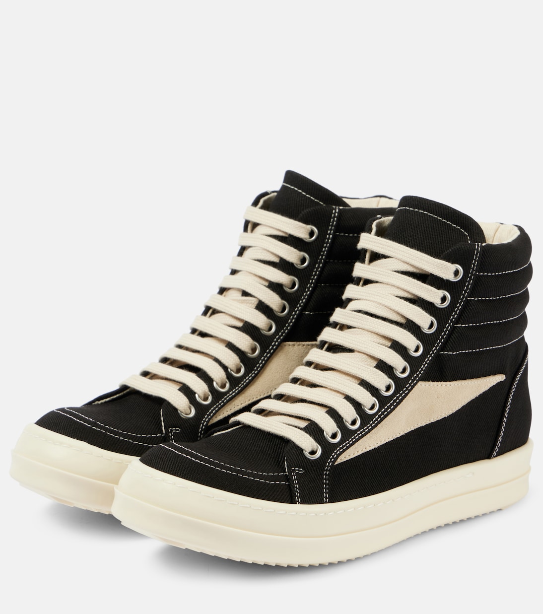 Suede-trimmed denim high-top sneakers | Rick Owens