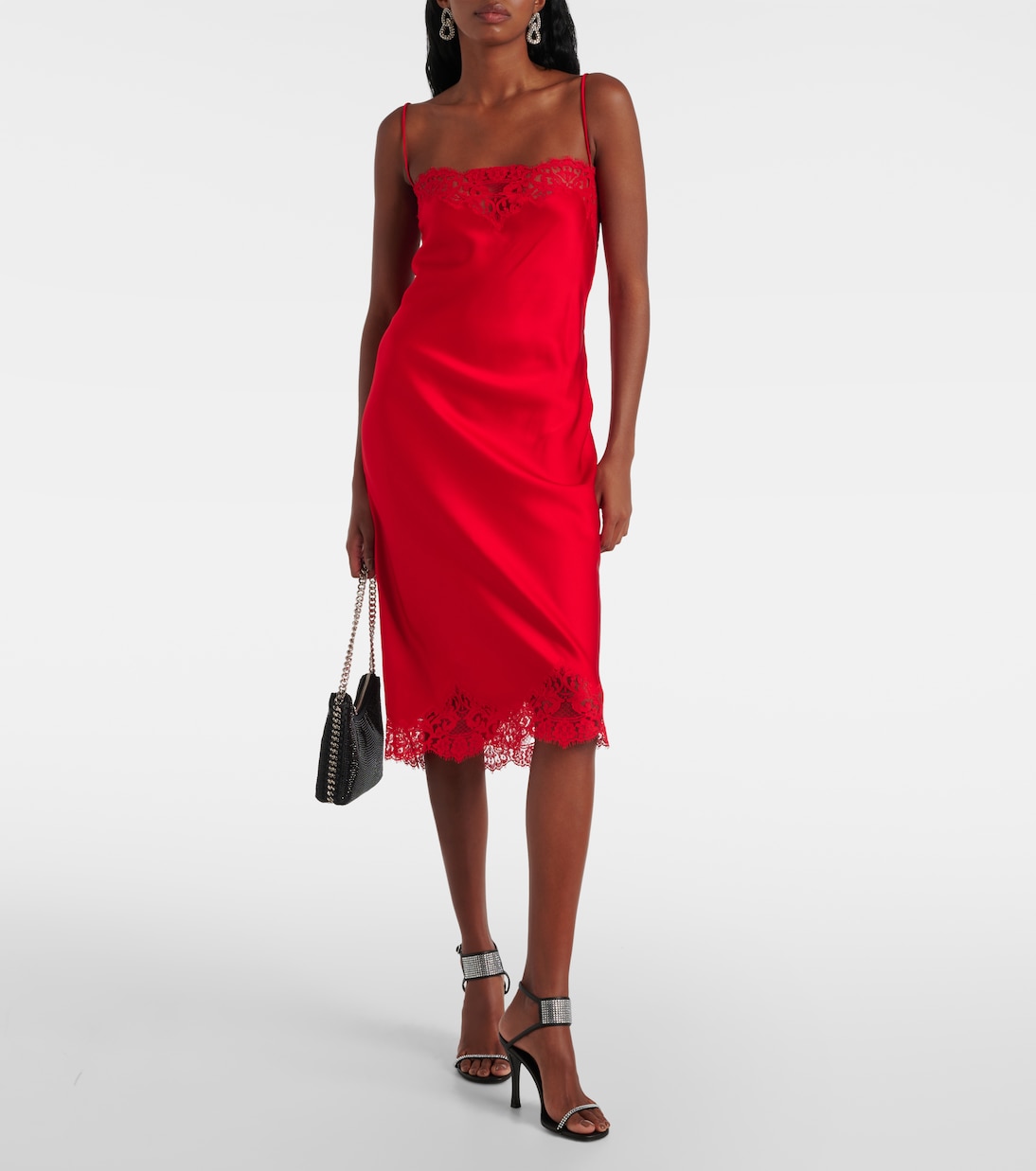 Lace-trimmed satin slip dress | Stella McCartney