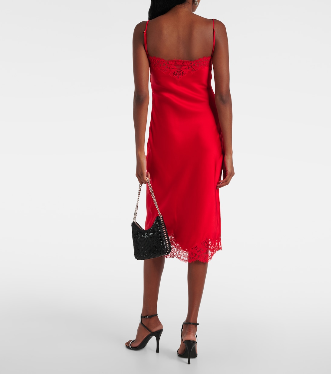 Lace-trimmed satin slip dress | Stella McCartney