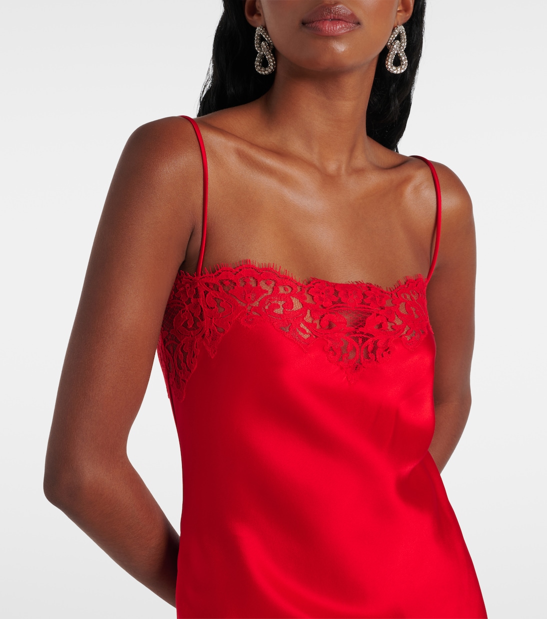Lace-trimmed satin slip dress | Stella McCartney