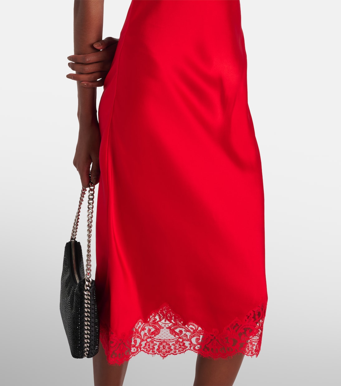 Lace-trimmed satin slip dress | Stella McCartney