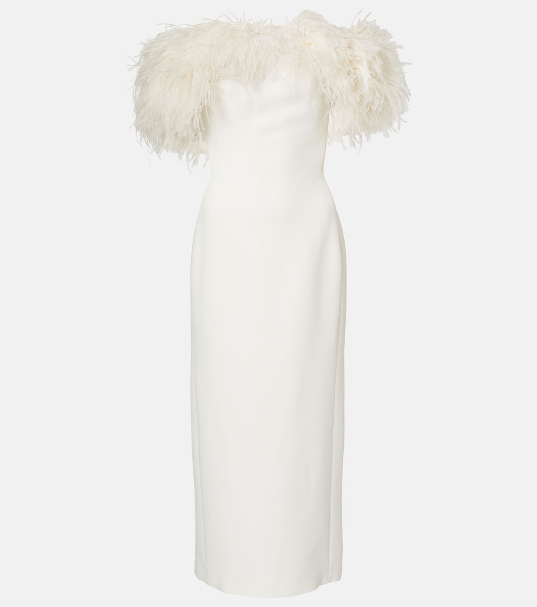 Robe midi de mariée à plumes | David Koma