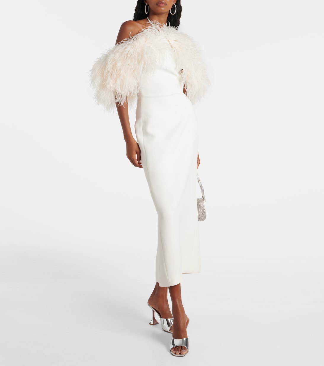 Robe midi de mariée à plumes | David Koma