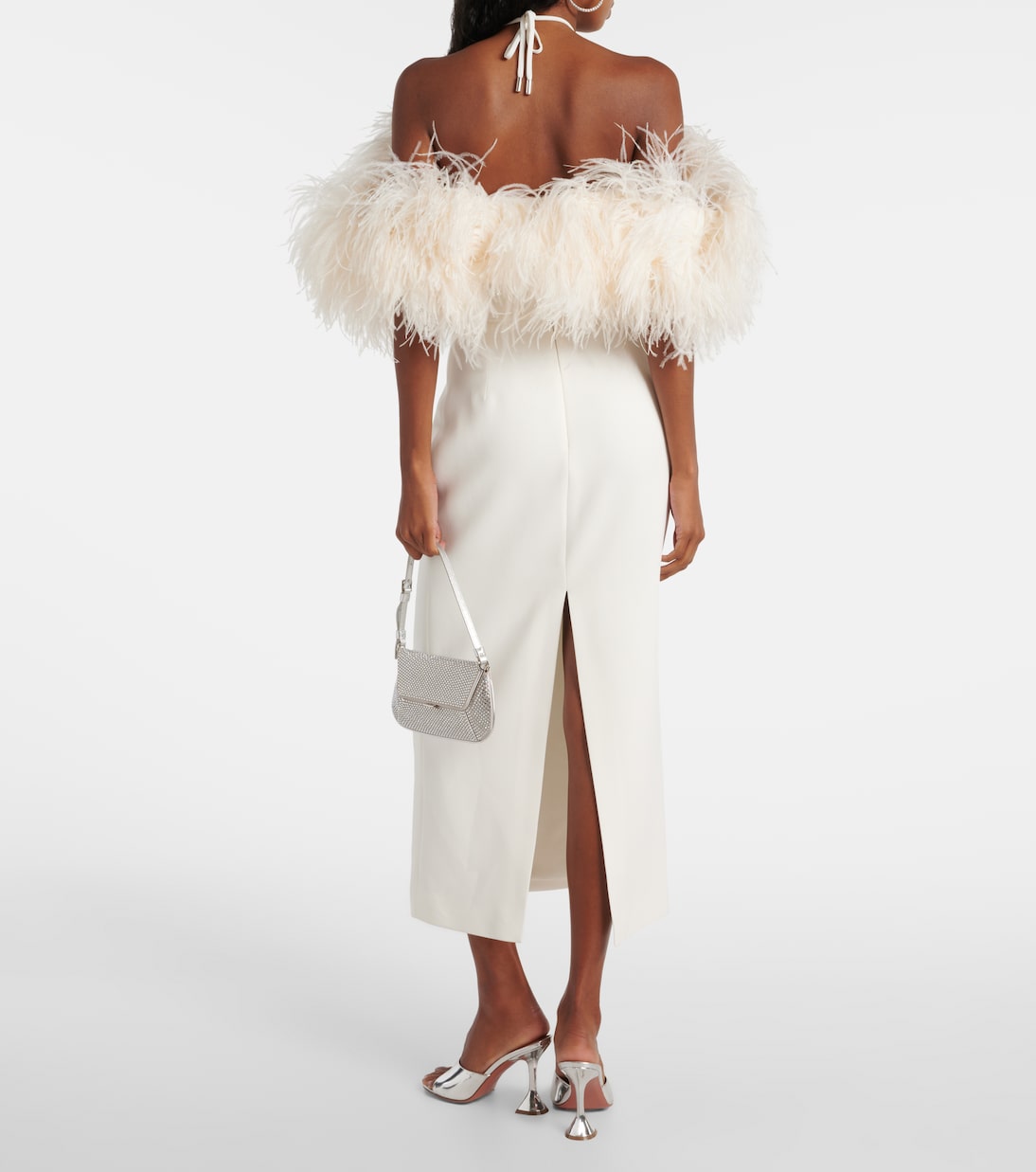 Robe midi de mariée à plumes | David Koma