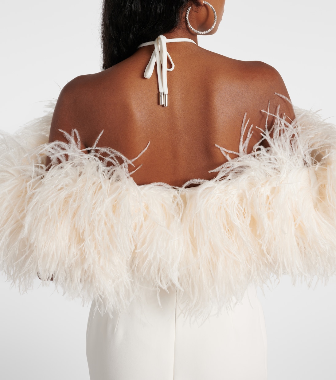 Robe midi de mariée à plumes | David Koma