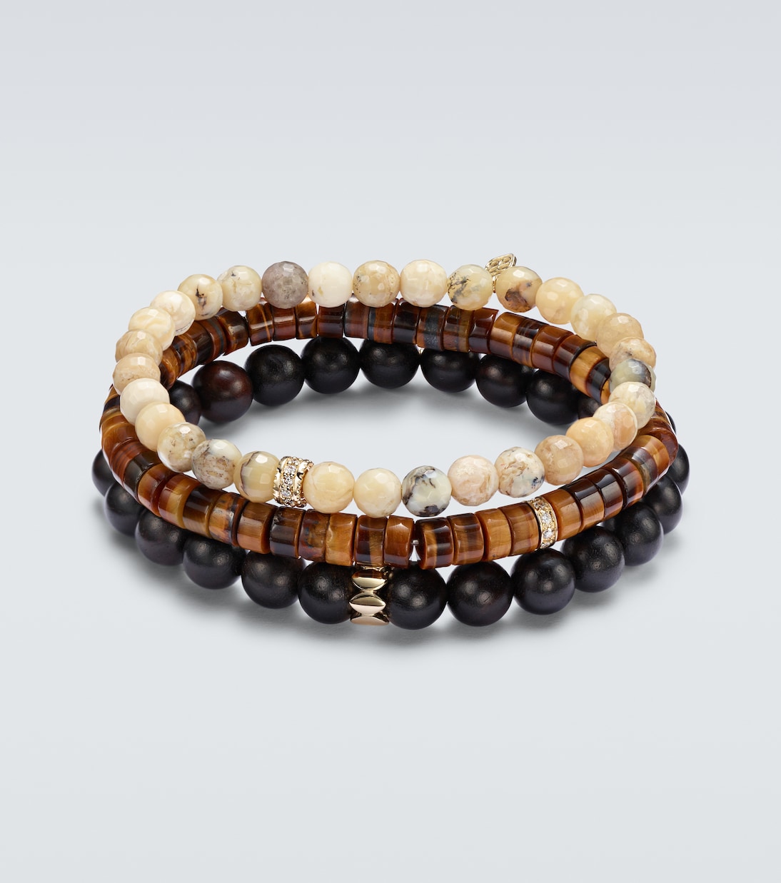 Set di 3 bracciali in oro 14kt con diamanti | Sydney Evan