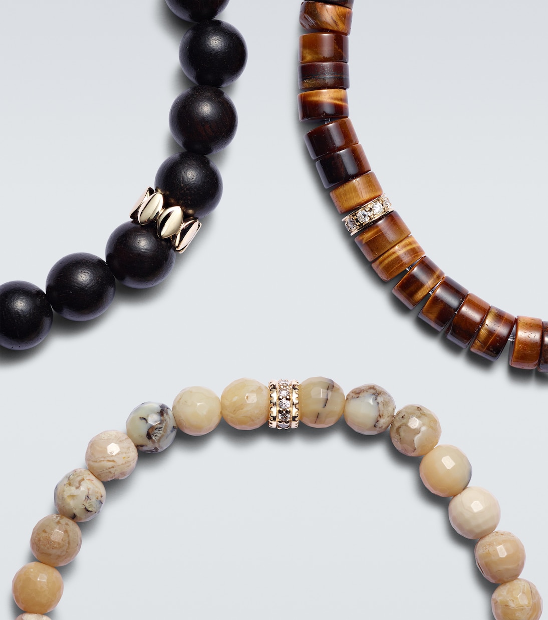 Set di 3 bracciali in oro 14kt con diamanti | Sydney Evan