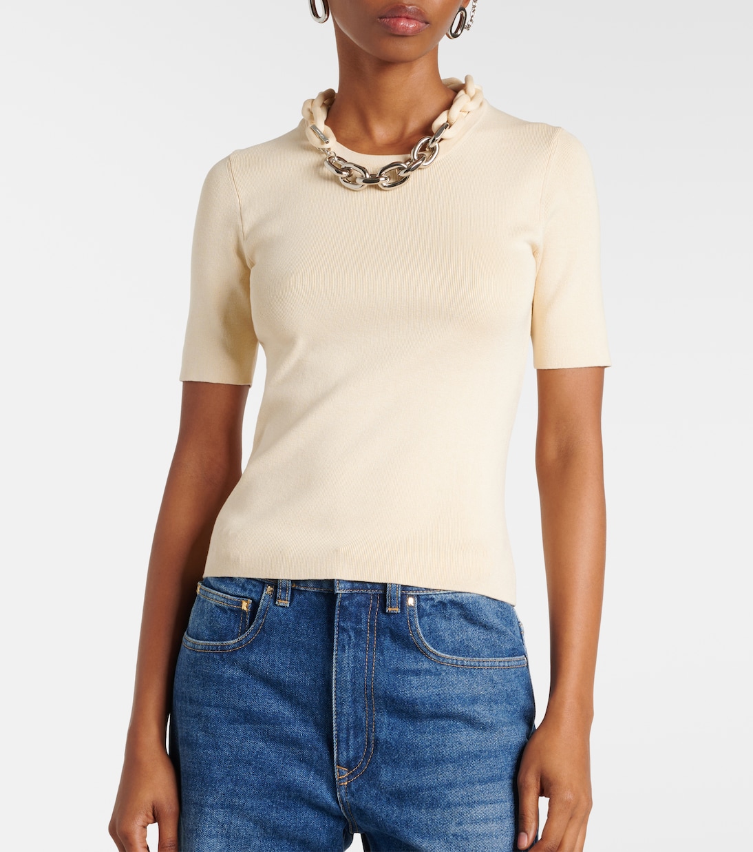 Top in misto seta e cotone con catena | Rabanne