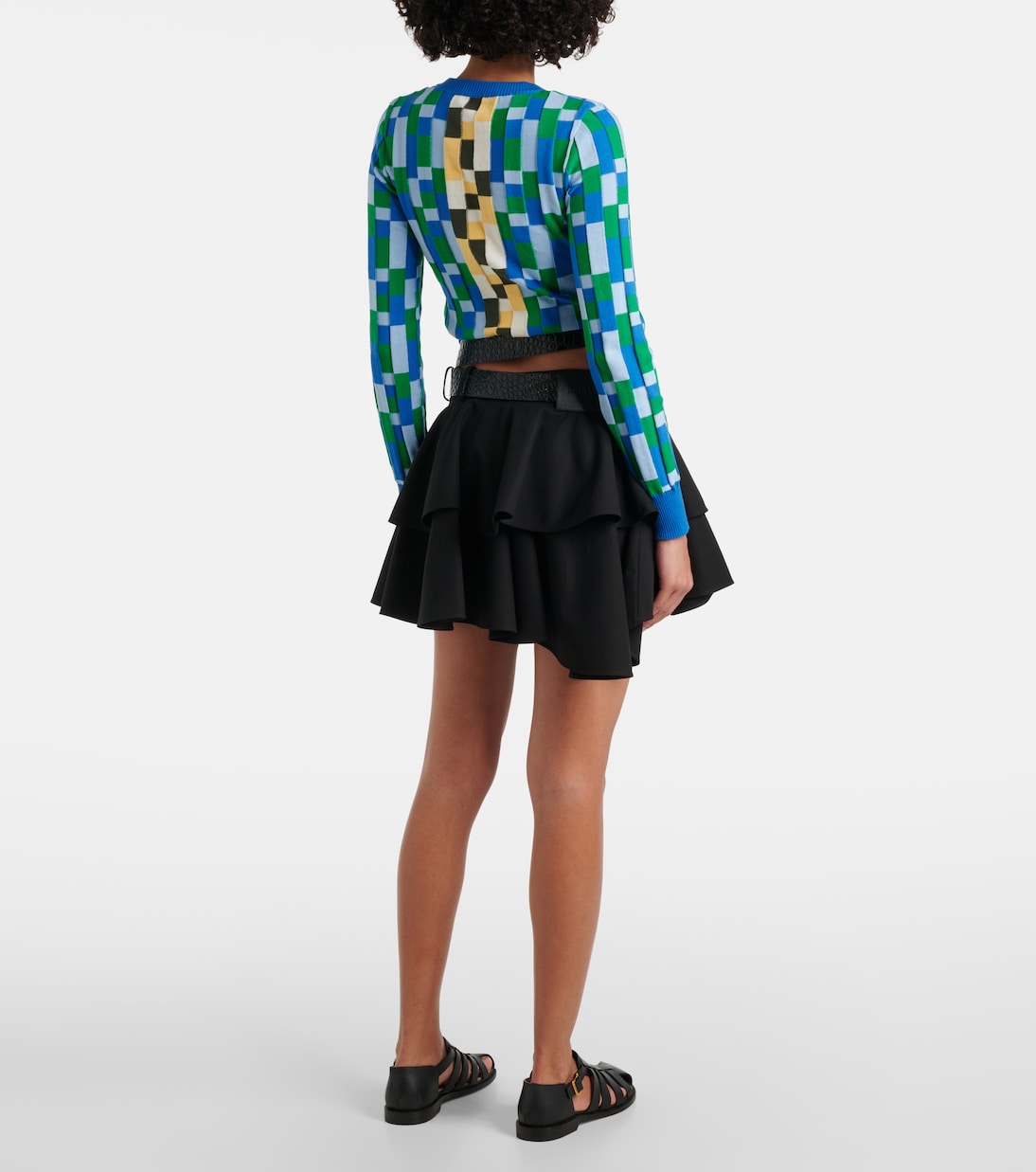 Minifalda de algodón con volantes y cinturón | Loewe