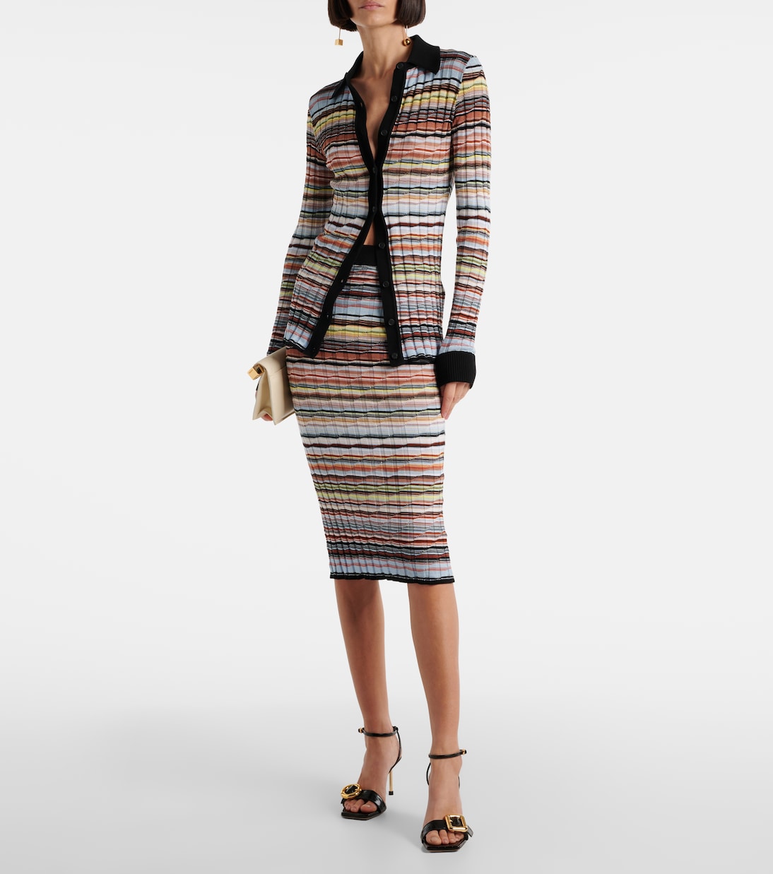 Falda midi de mezcla de algodón a rayas | Missoni