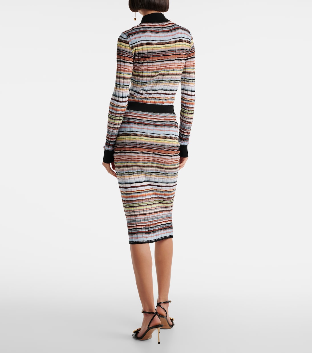 Falda midi de mezcla de algodón a rayas | Missoni
