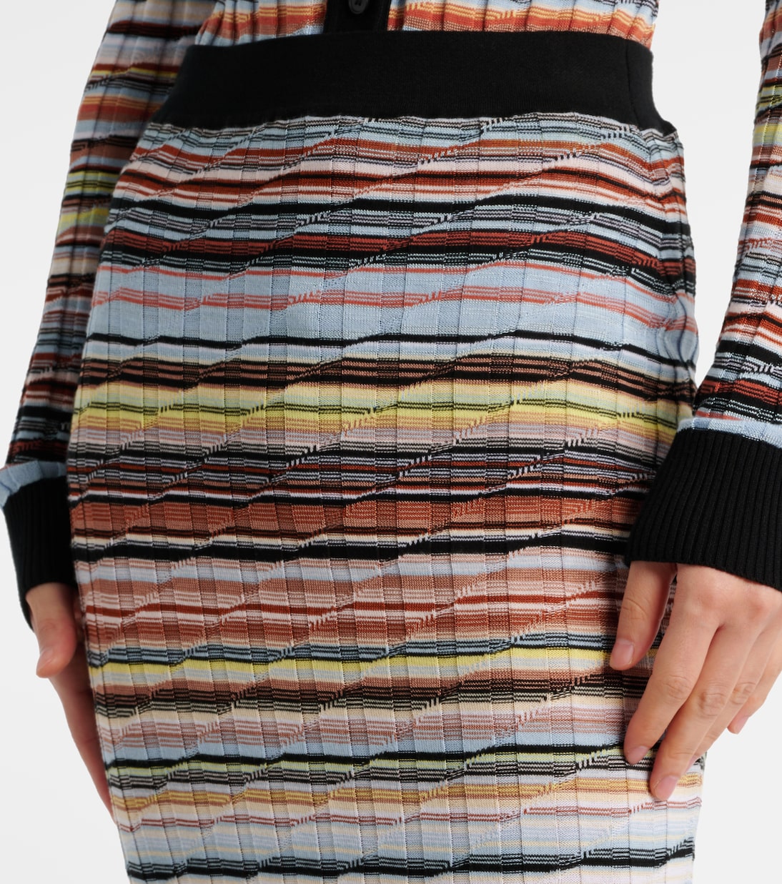 Falda midi de mezcla de algodón a rayas | Missoni