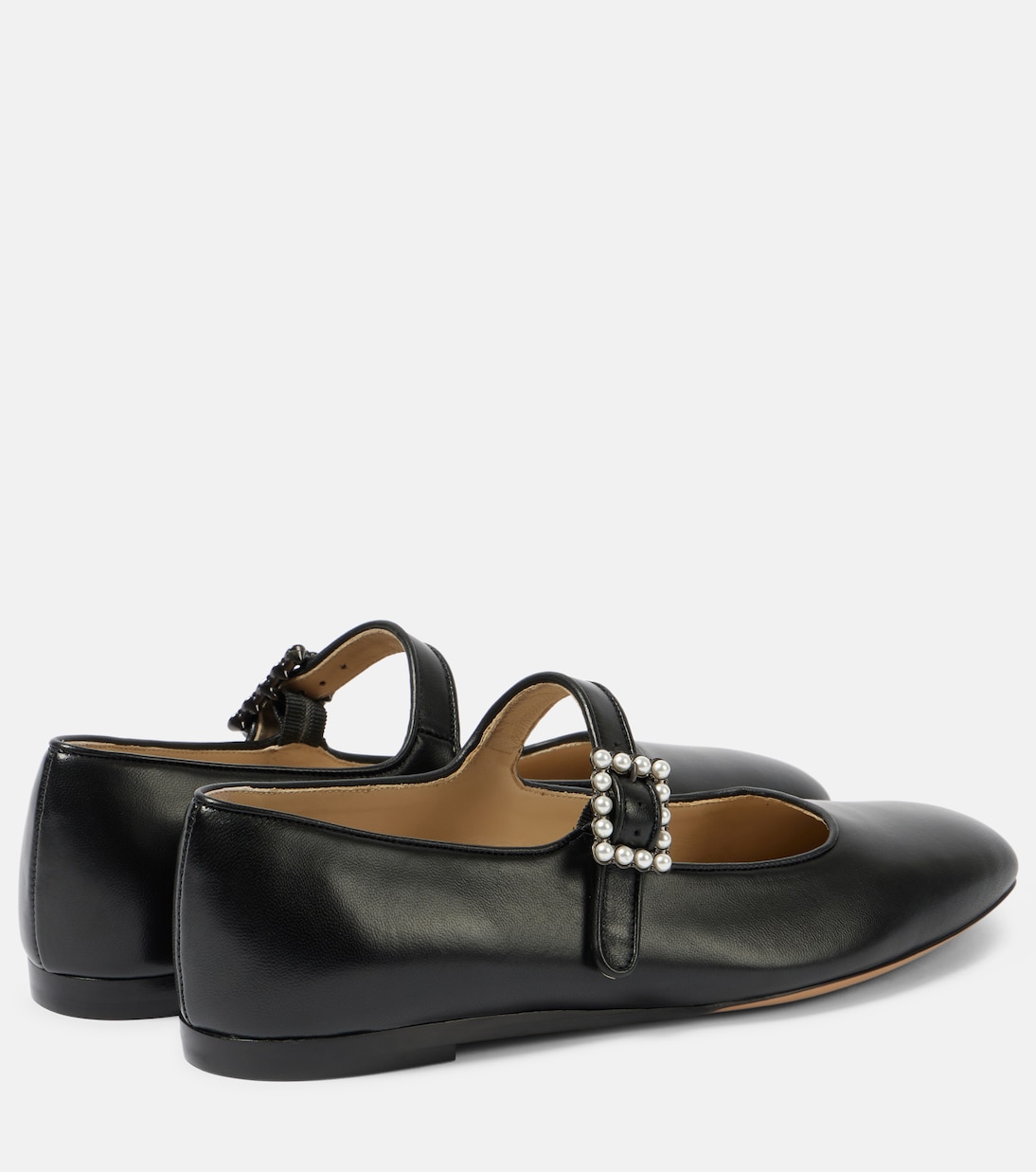 Pearl-embellished leather Mary Jane flats | Le Monde Béryl