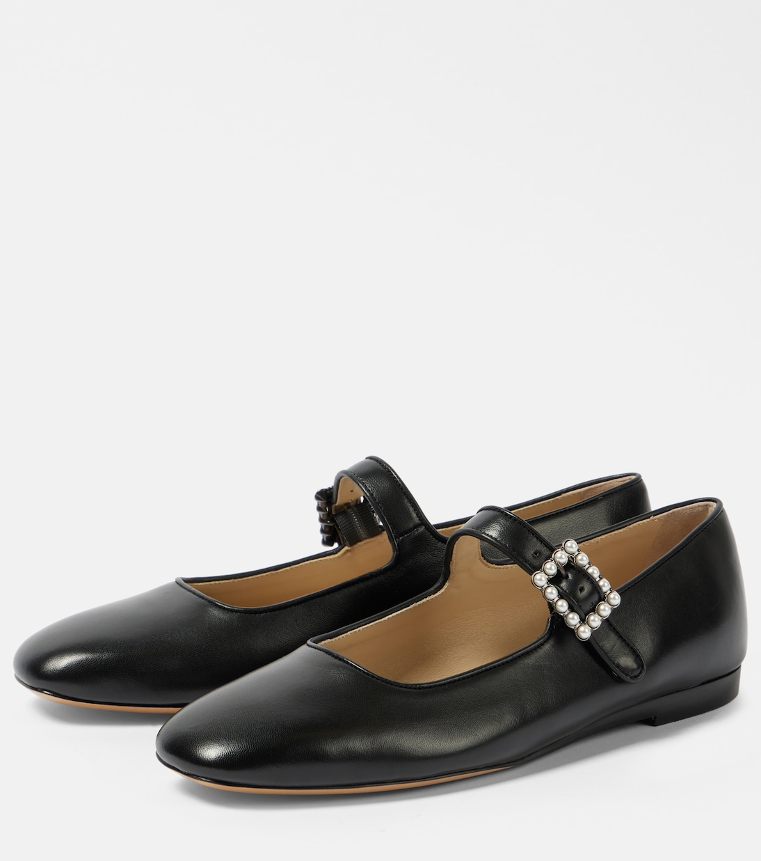 Pearl-embellished leather Mary Jane flats | Le Monde Béryl
