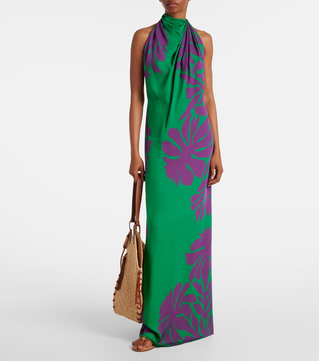 Halterneck printed silk gown | Johanna Ortiz