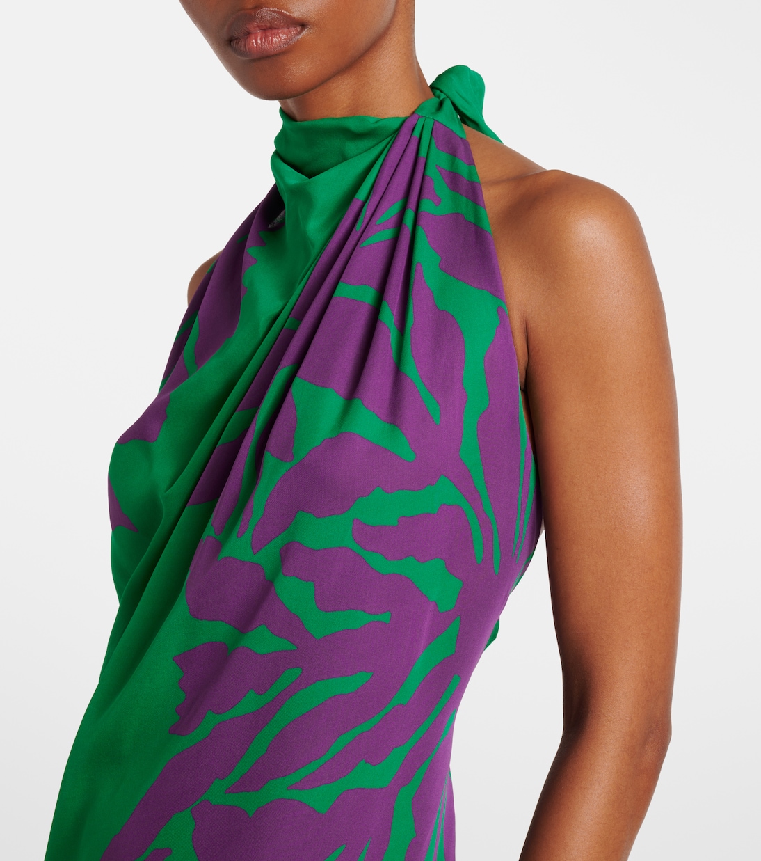 Halterneck printed silk gown | Johanna Ortiz